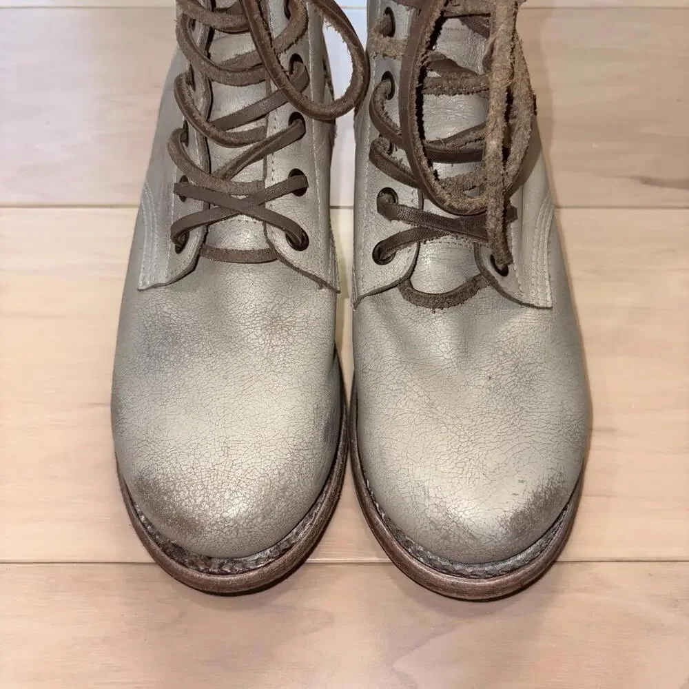 Freebird by Steven Womens Manchester Leather Combat Boots Taupe Distressed 8 - Picture 5 of 8